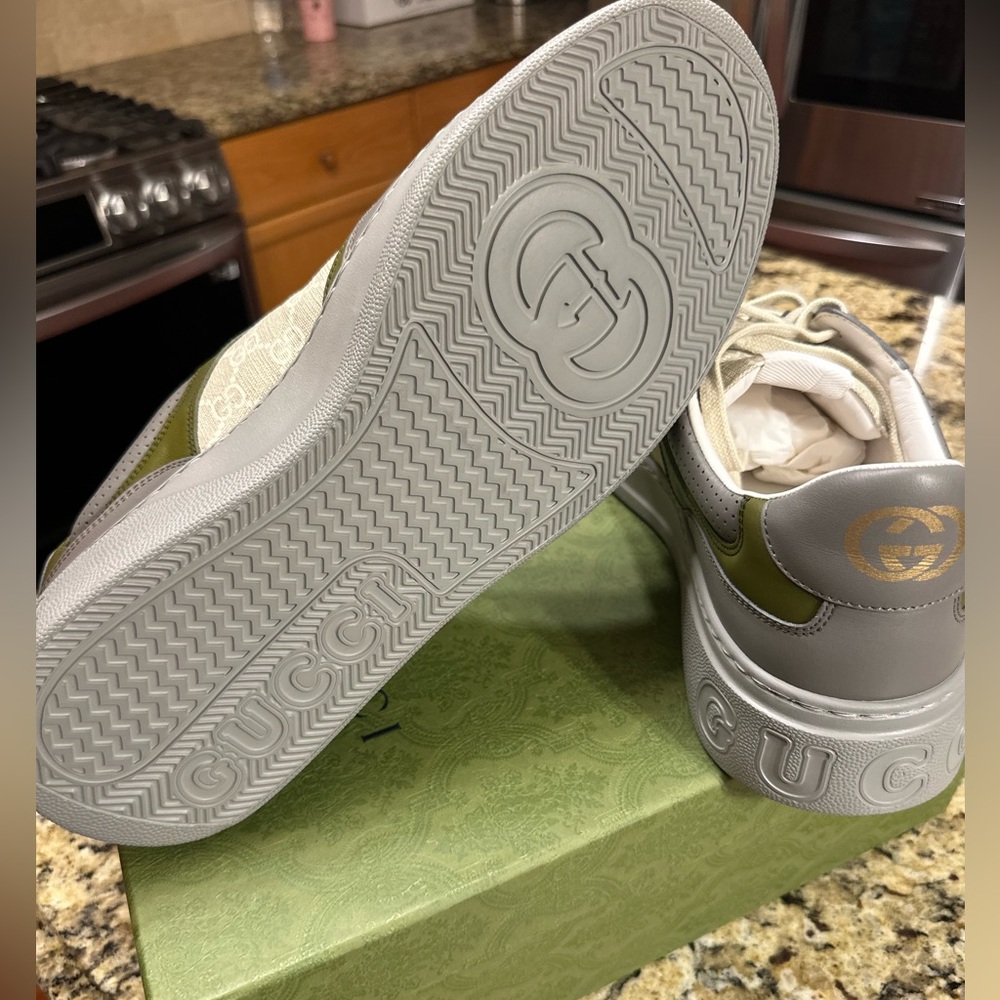 Gucci Gray and Off white Monogram Athletic Sneakers - Picture 4 of 4